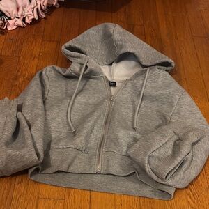 Gray Cropped Hoodie